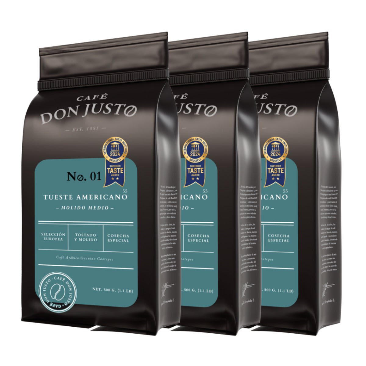 Café Don Justo No. 01 - Paquete de 3 Bolsas - Tueste Americano