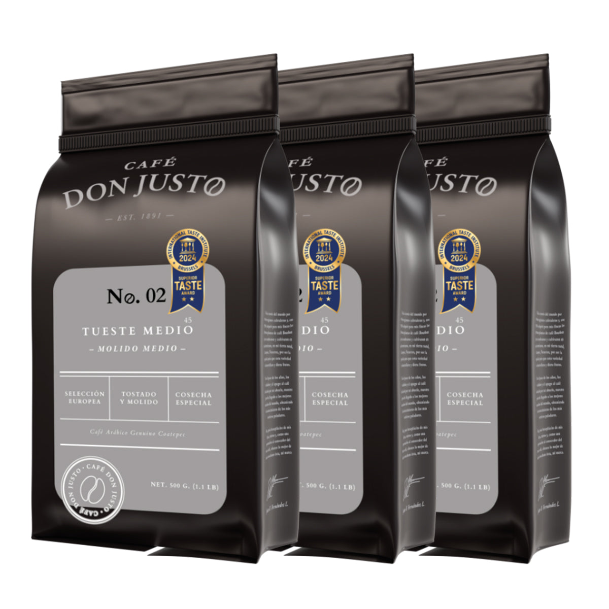 Café Don Justo No. 02 - Paquete de 3 Bolsas - Tueste Medio Oscuro