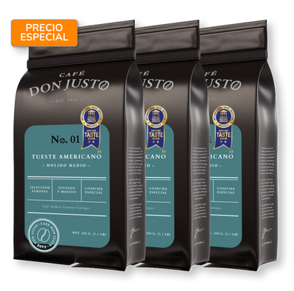 Café Don Justo No. 01 - Paquete de 3 Bolsas - Tueste Americano