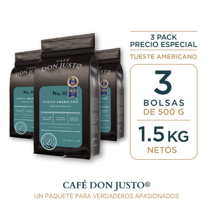 Café Don Justo No. 01 - Paquete de 3 Bolsas - Tueste Americano