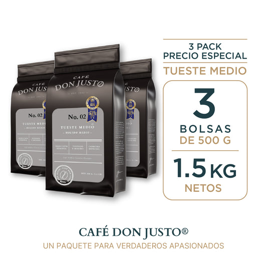 Café Don Justo No. 02 - Paquete de 3 Bolsas - Tueste Medio Oscuro