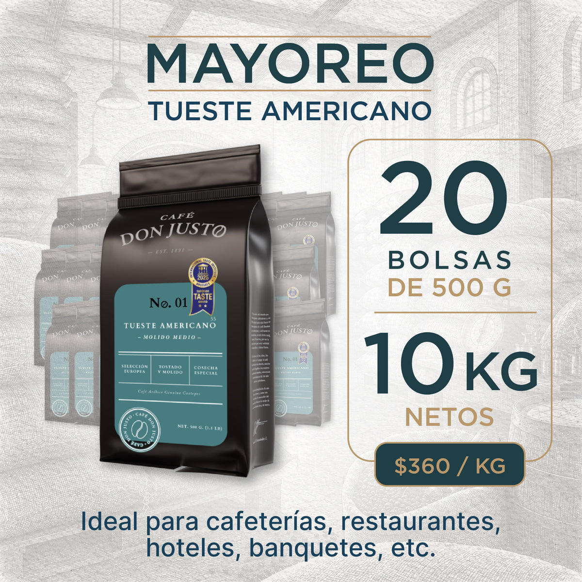Café Don Justo No. 01 - Tueste Americano Suave | Grano o Molido Coatepec a granel