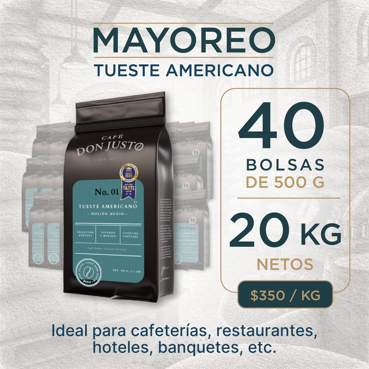 Café Don Justo No. 01 - Tueste Americano Suave | Grano o Molido Coatepec a granel
