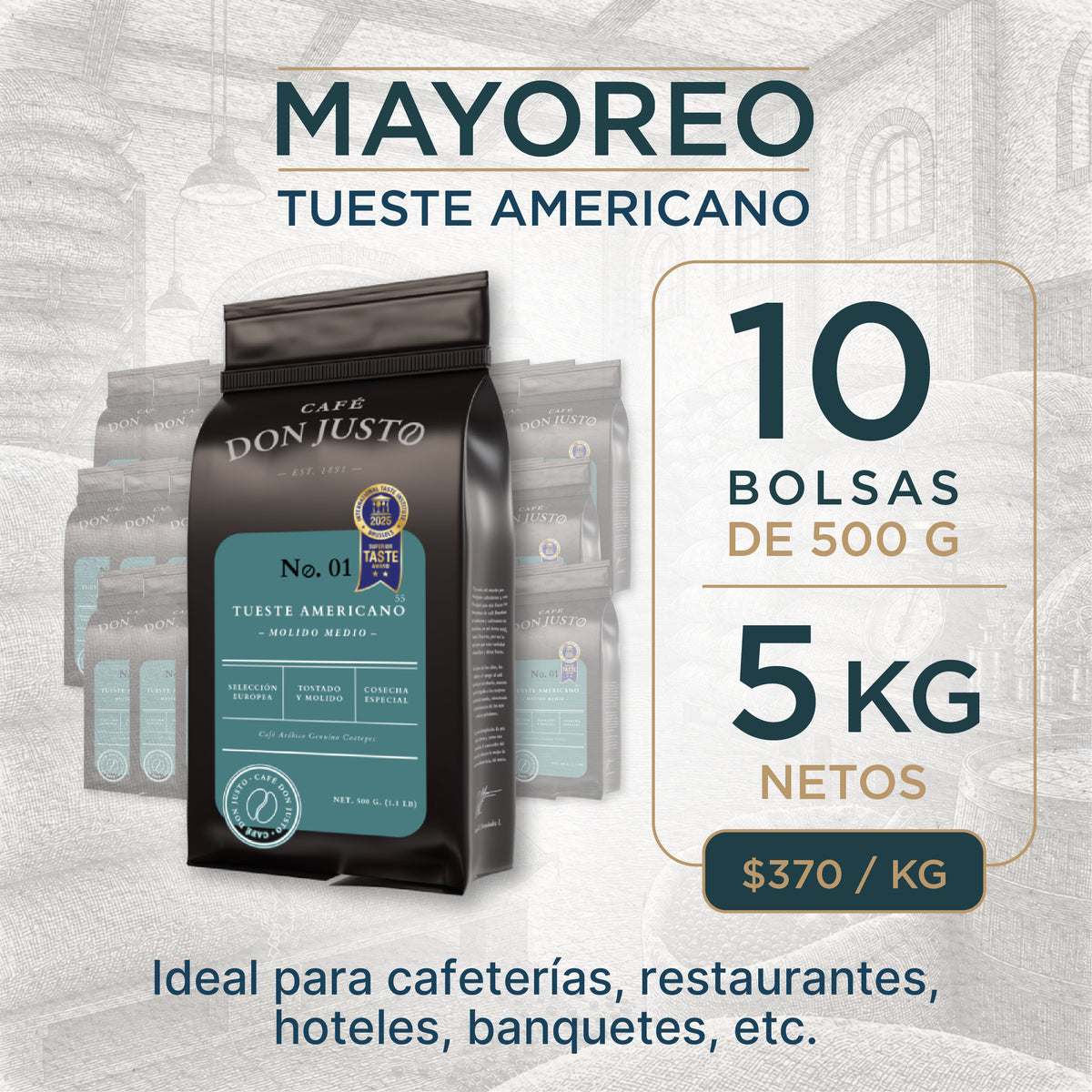 Café Don Justo No. 01 - Tueste Americano Suave | Grano o Molido Coatepec a granel