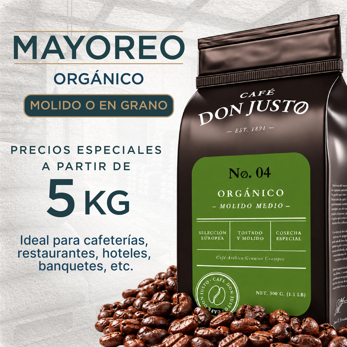 Café Don Justo No. 04 - Orgánico Tueste Claro a Granel