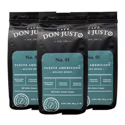 Café Don Justo No. 01 - Paquete de 3 Bolsas - Tueste Americano
