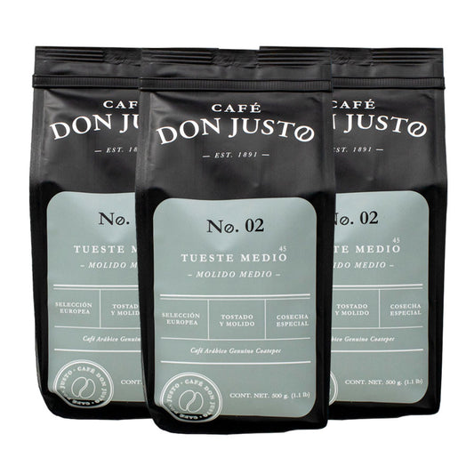 Café Don Justo No. 02 - Paquete de 3 Bolsas - Tueste Medio Oscuro